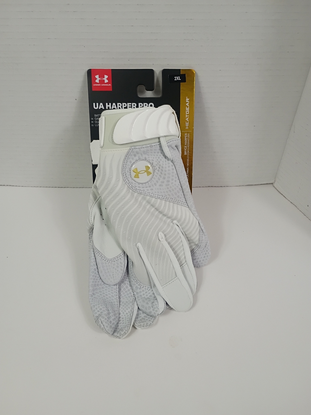 Under Armour UA Harper Pro Men’s Batting Gloves 2XL White/Gray Pair 1355546